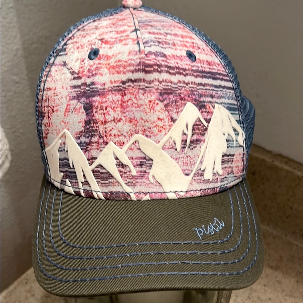 Pistil Pink and Blue Trucker Hat with Vintage Design